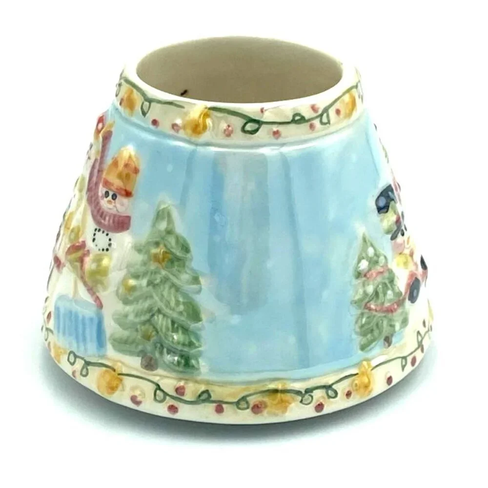 Yankee Candle Small Ceramic Jar Shade Topper Snowman Family Holiday‎ Seasonal